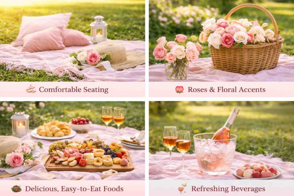 Essentials for a Beautiful Rose Picnic Setup